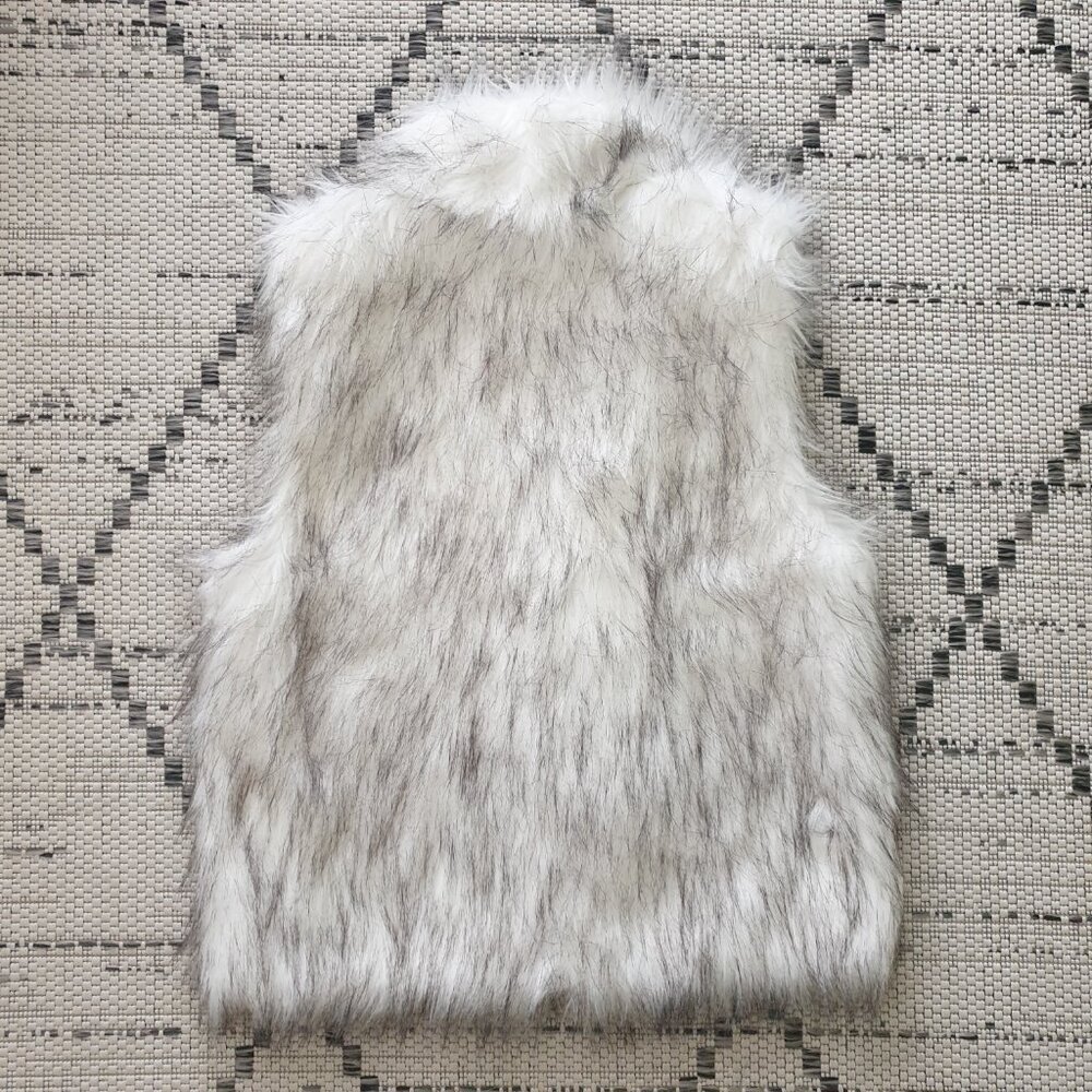 Nordstrom Faux Fur Vest White Black Longline Women's Luxurious Pockets Jacket S - Picture 5 of 11